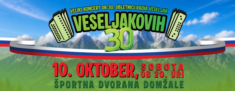 The biggest Slovenian folk festival celebrating the 30th anniversary of Radio Veseljak.
