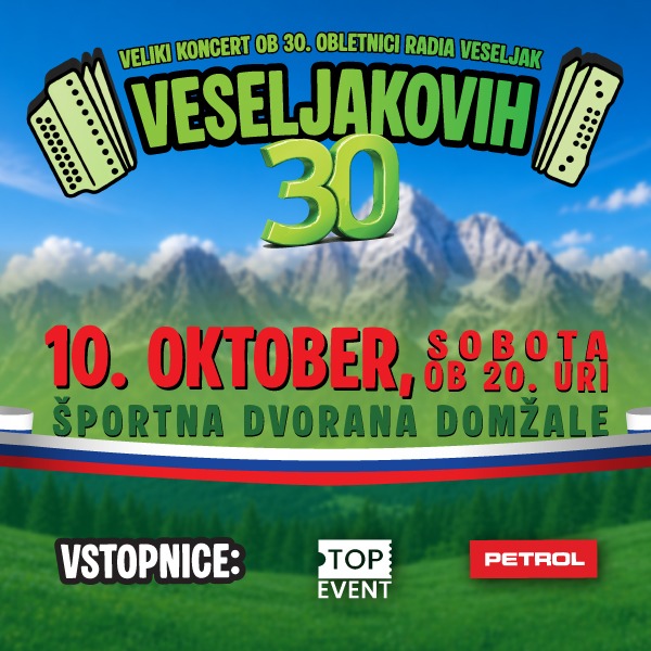 The biggest Slovenian folk festival celebrating the 30th anniversary of Radio Veseljak.