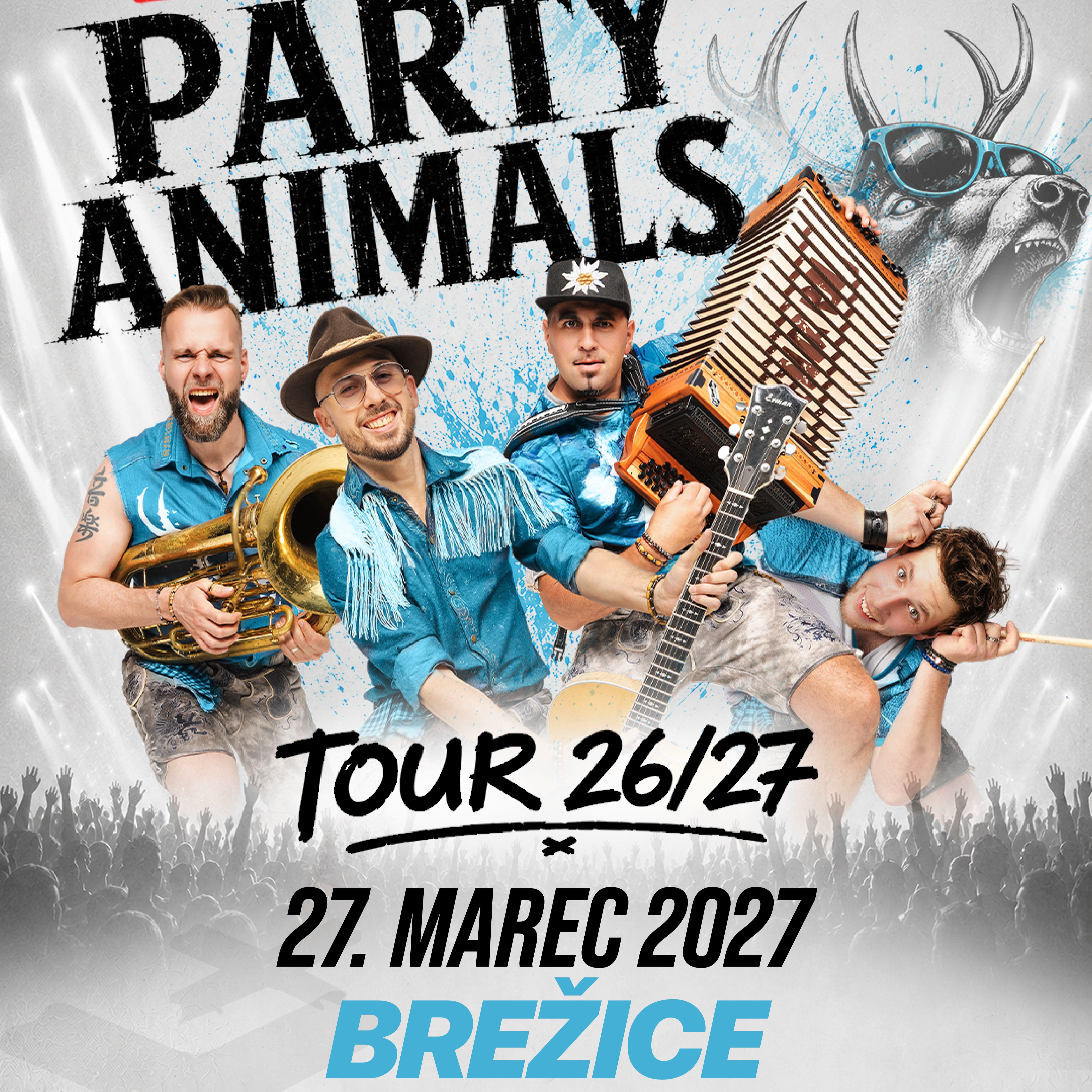 Fehtarji Party Animals Tour 26/27 concert in Brežice on March 27, 2027, featuring special guest Miran Rudan INDESIGN.