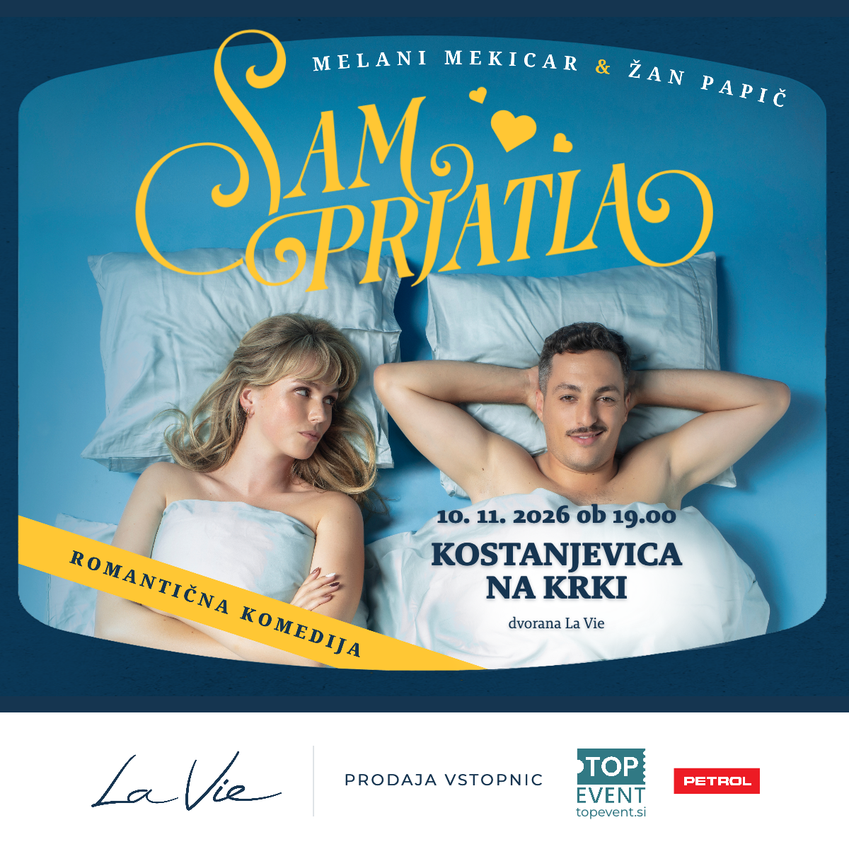 Sam prjatla, romantična komedija z Melani Mekicar in Žanom Papičem